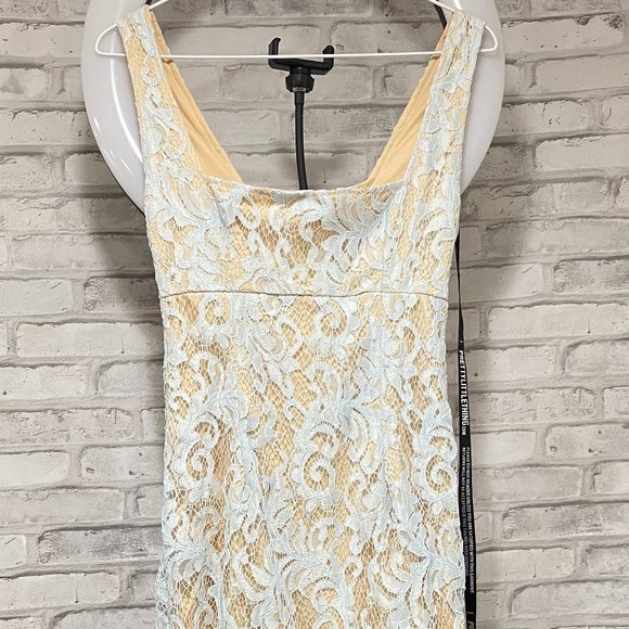 Blue Lace Square Neck Midi Dress - Picture 2 of 6